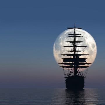 月夜の帆船