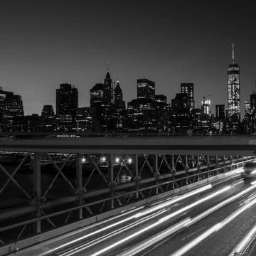 ブルックリン橋 | モノクロの夜景