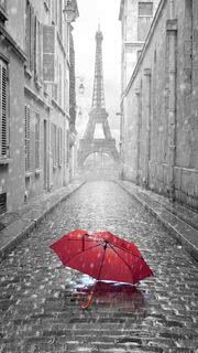 【78位】パリの街と赤い傘