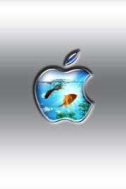Appleロゴに泳ぐ金魚のiPhone壁紙