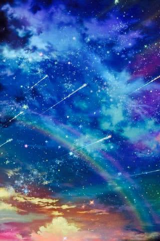 虹と星空