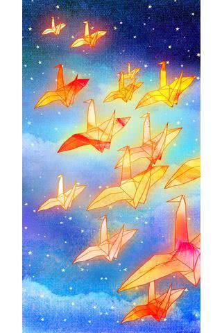 星空を飛ぶ折り鶴