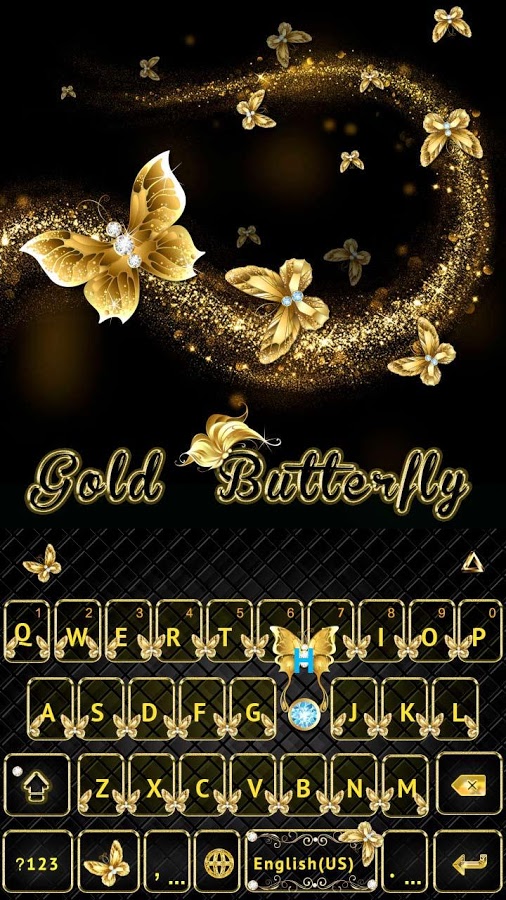 Gold Butterfly Emoji Keyboard スマホ・ライブ壁紙ギャラリー 4881