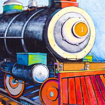 壁に描いた汽車