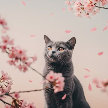 【157位】猫と桜|ペットのiPhone壁紙