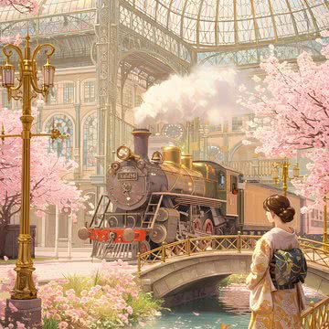 【91位】桜と汽車|桜のiPhone壁紙