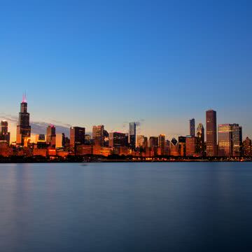 シカゴの海沿いの夜景