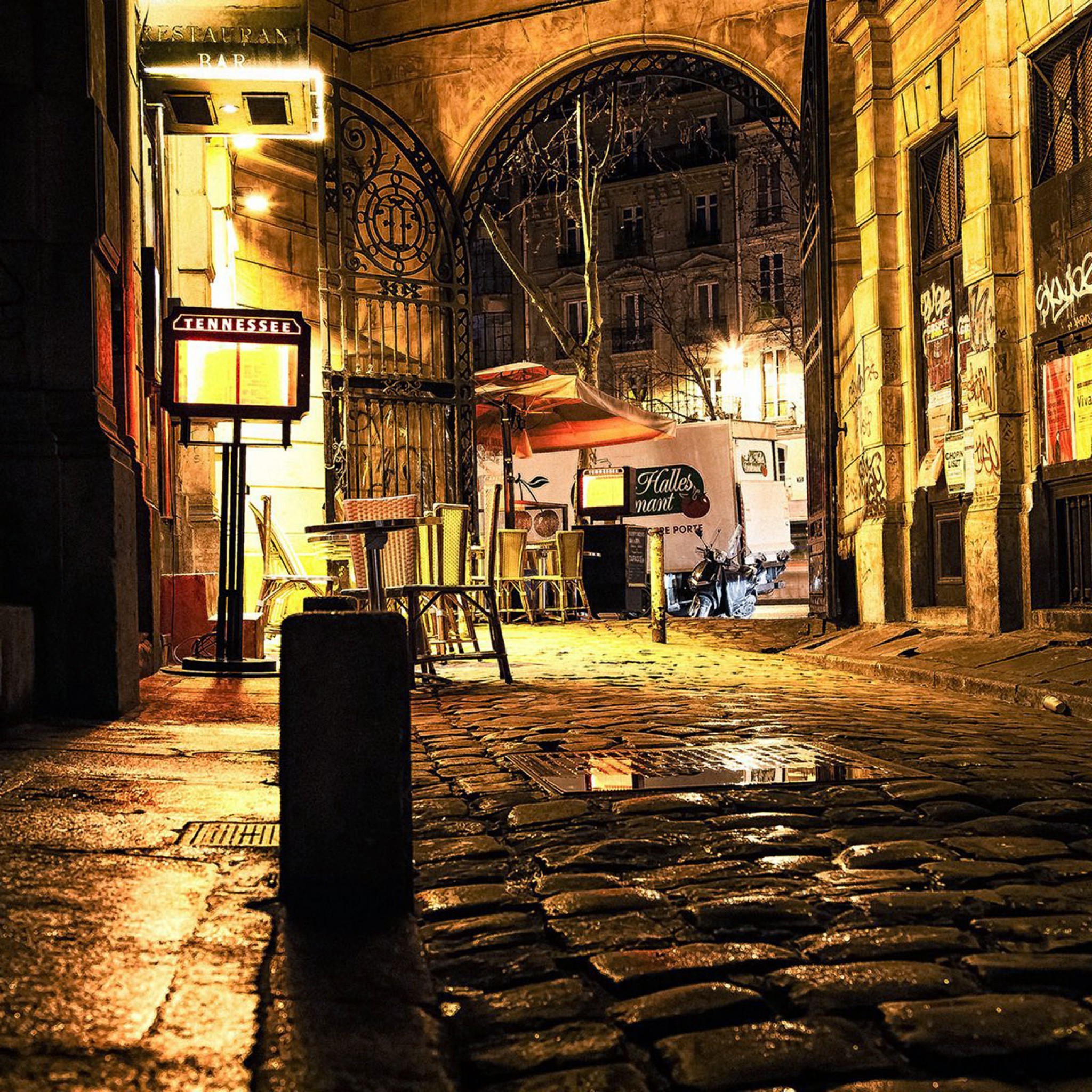 おしゃれな夜景 パリの石畳 Ipad タブレット壁紙ギャラリー