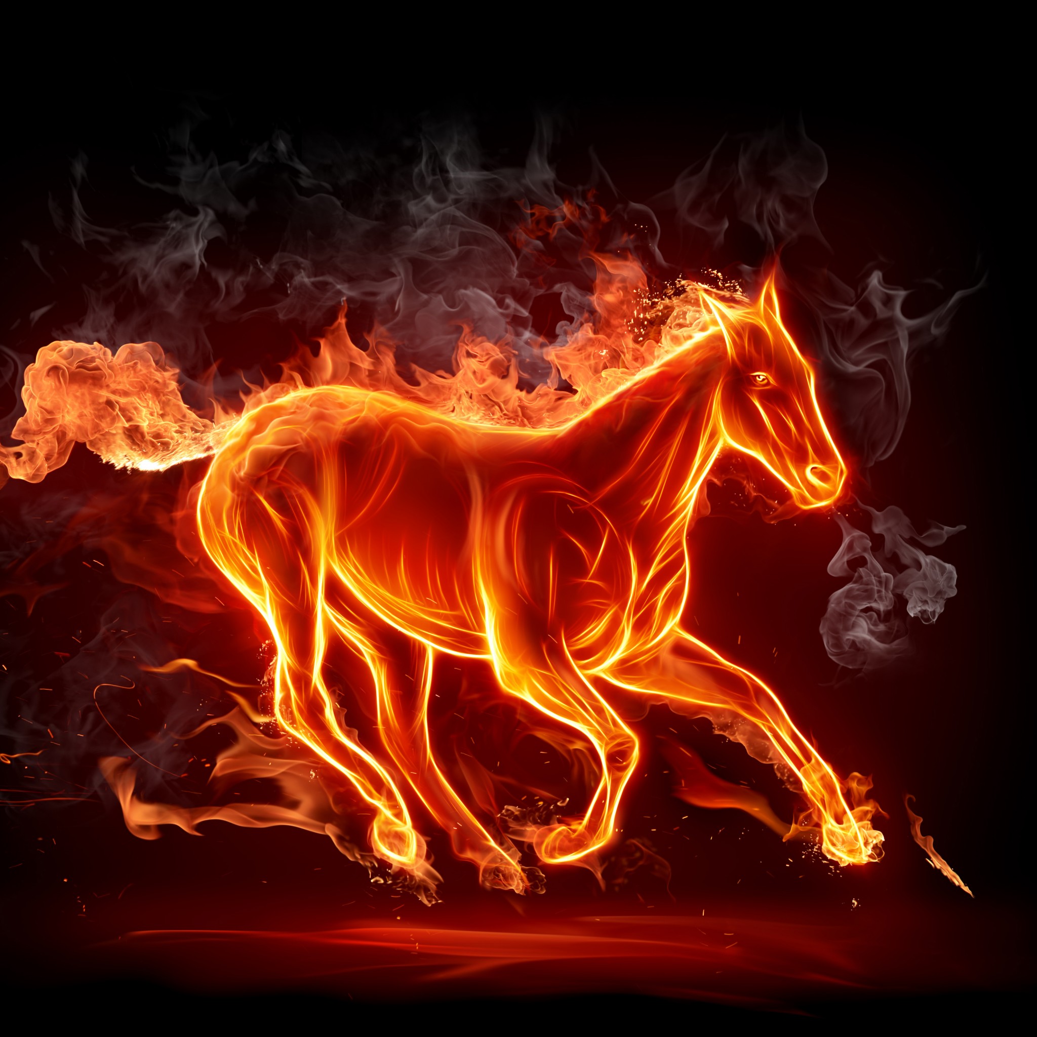 Digital Art Fire Horse 3d Desktop Hd Wallpaper Wallpapers
