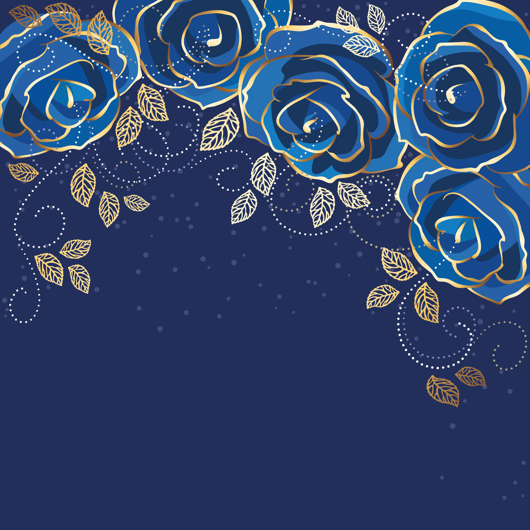 薔薇柄 - ブルー | iPad/タブレット壁紙ギャラリー