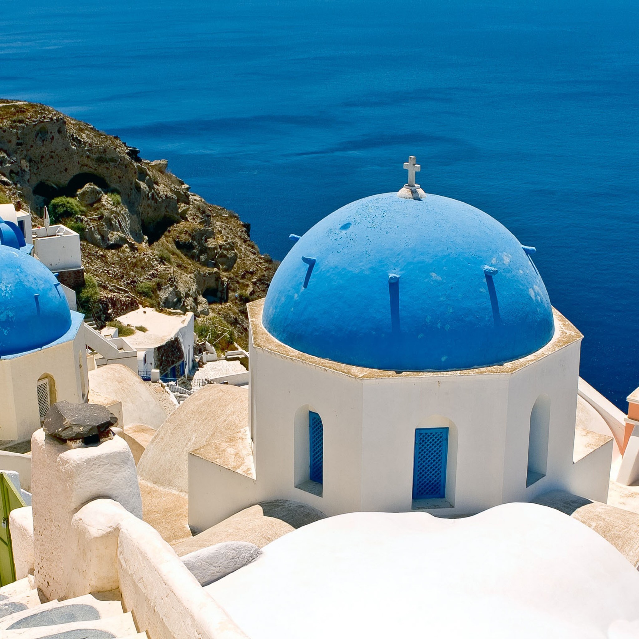 世界の風景 ギリシャの青い屋根と白い壁 Ipad タブレット壁紙ギャラリー