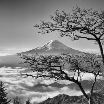 富士山 - モノクロ写真