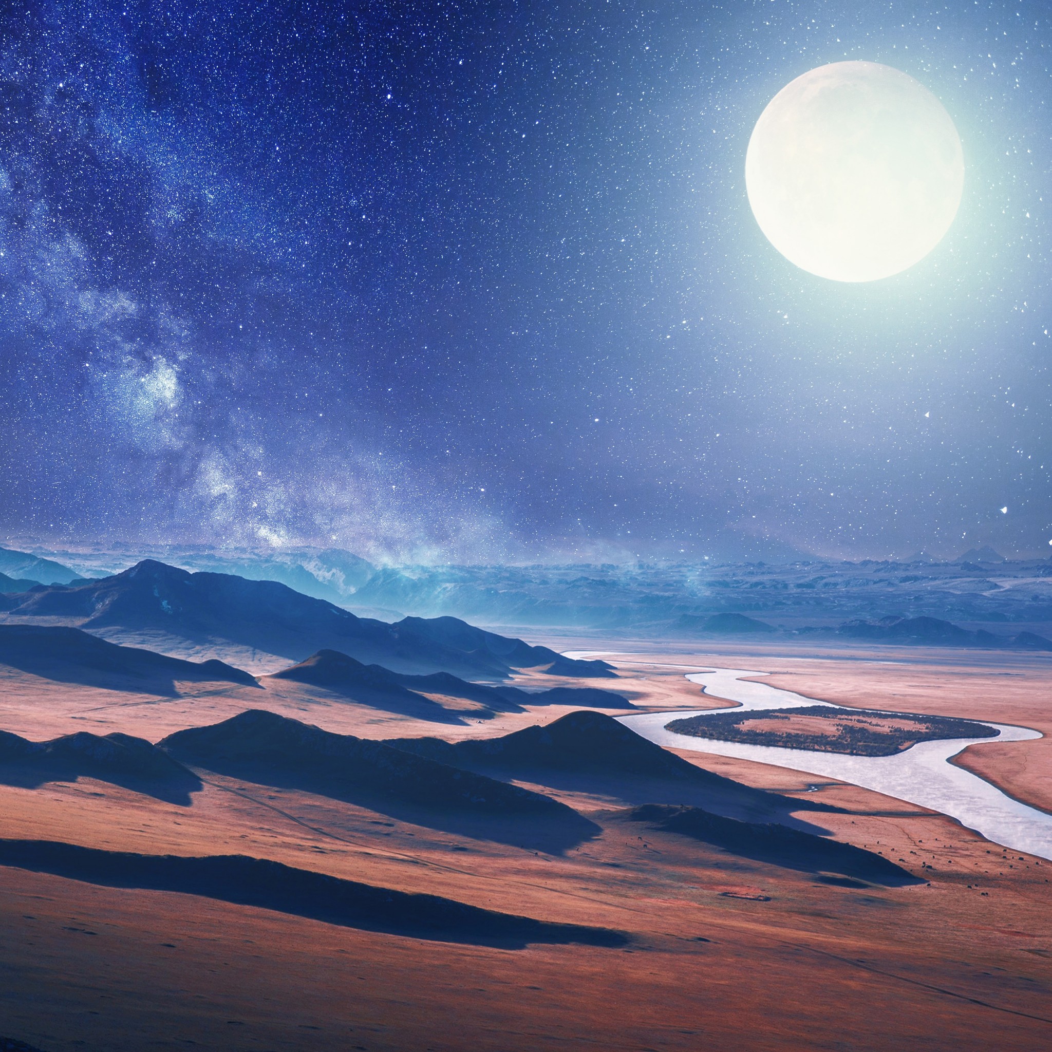 月夜の砂漠 Ipad タブレット壁紙ギャラリー