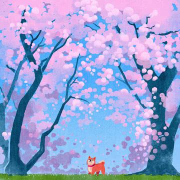 柴犬と桜