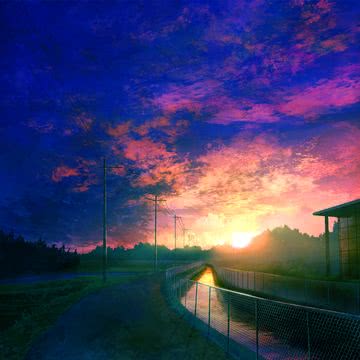 夕暮れ - イラスト