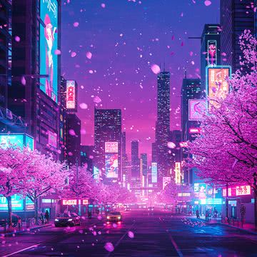 【20位】Sakura Cyberpunk|パープルのiPhone壁紙