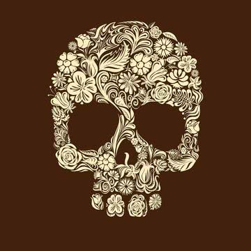 Skull Flower Art | おしゃれなiPad壁紙|ドクロのiPhone壁紙