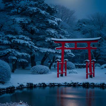 雪に包まれた日本庭園