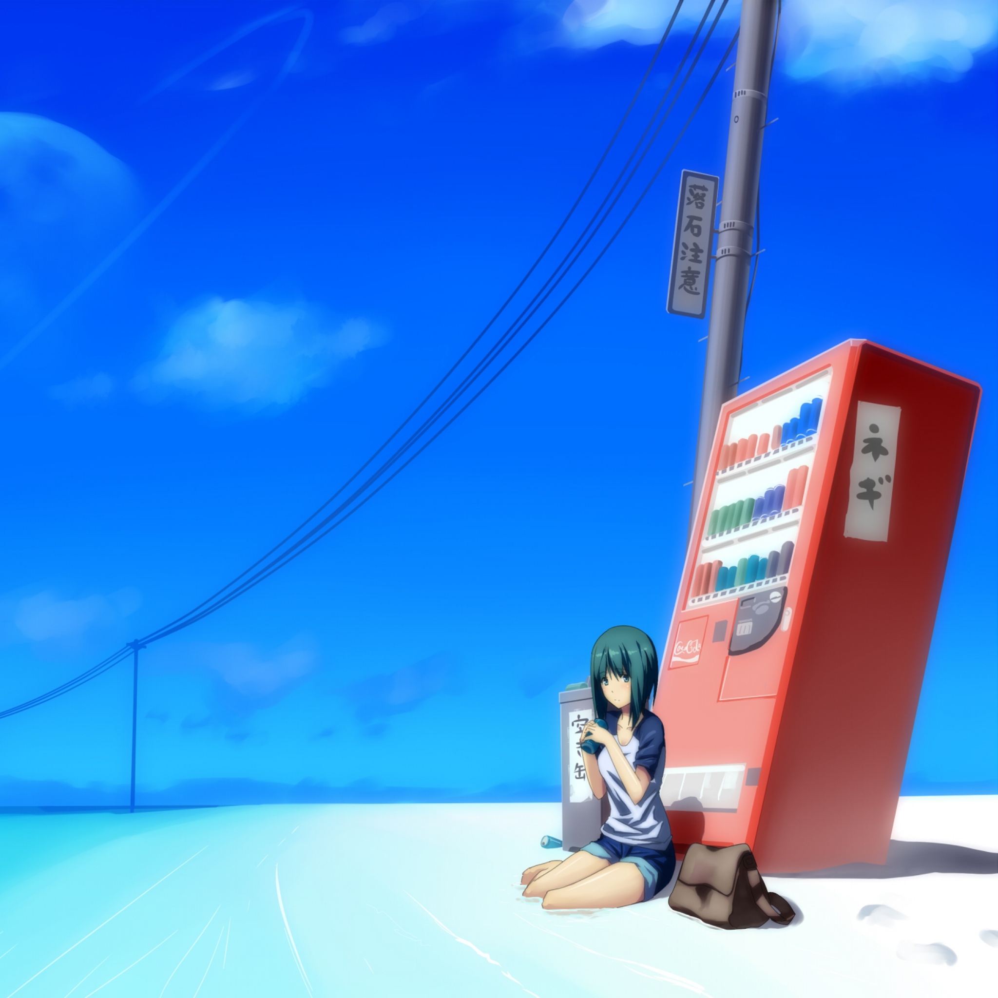ノスタルジックな砂浜と少女 アニメのipad壁紙 Ipad タブレット
