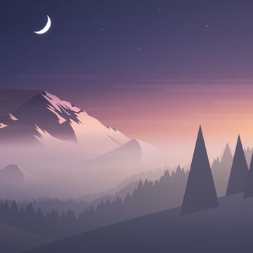 月夜の山