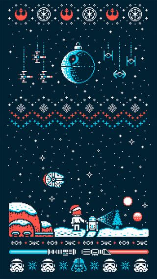 スター・ウォーズ - クリスマスVer - 8bit|クリスマスのiPhone壁紙