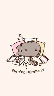 Pusheen  (週末）| かわいいネコのキャラクター|PusheenのiPhone壁紙