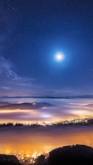 星空の美しい夜景