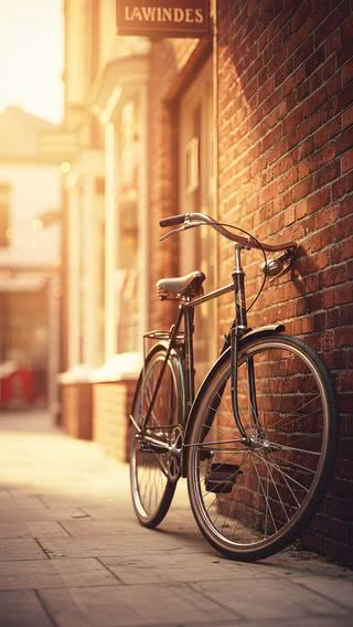 レンガの街角の自転車