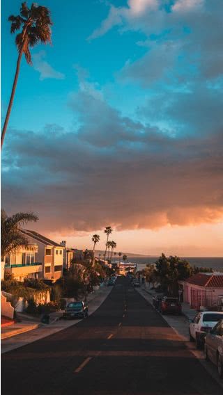 カリフォルニアの夕焼け|道路のiPhone壁紙