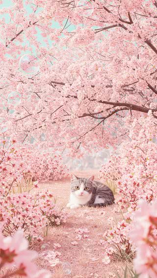 【1位】猫と桜|桜のiPhone壁紙