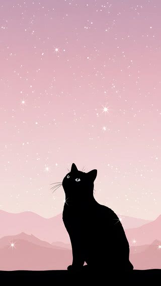 【26位】猫のシルエット|イラストのiPhone壁紙