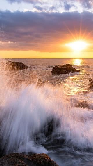 夕暮れの海