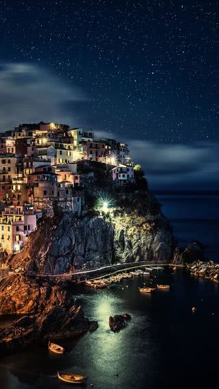 イタリア マナローラの夜景