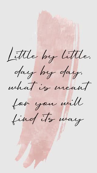 Little by little, day by day. What is meant for you will find it's way.