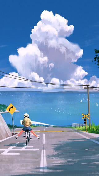 【286位】夏のイラスト|雲のiPhone壁紙