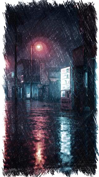 雨上がりの自販機|雨のiPhone壁紙