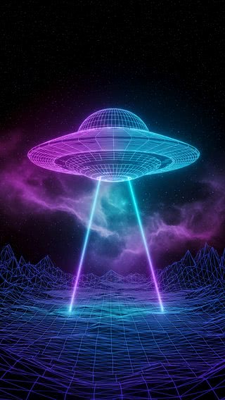 ワイヤーフレームUFO|UFOのiPhone壁紙