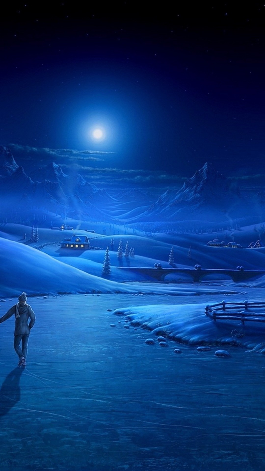 夜の雪景色イラスト Iphone12 スマホ壁紙 待受画像ギャラリー