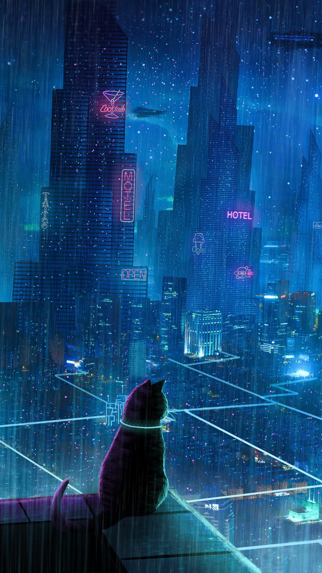 雨夜の街を見下ろす猫 Iphone11 スマホ壁紙 待受画像ギャラリー