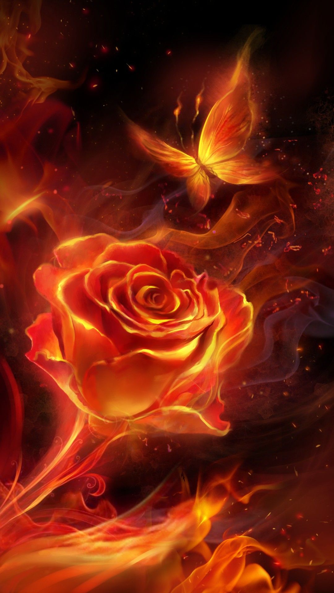 炎の薔薇と蝶 Iphone11 スマホ壁紙 待受画像ギャラリー
