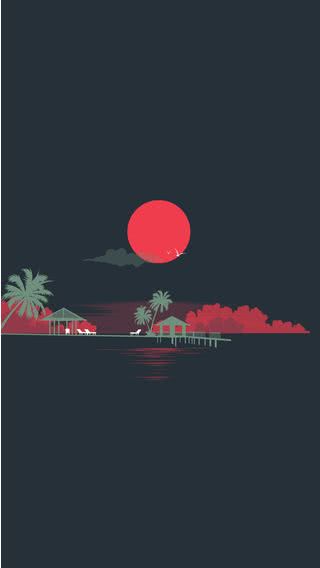 夕暮れの海 - イラスト