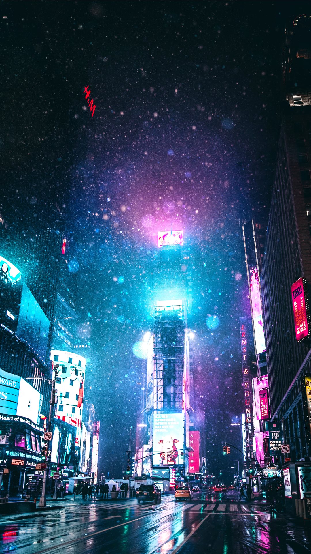 サイバーパンクな雰囲気のニューヨークの夜景 Iphone11 スマホ壁紙 待受画像ギャラリー