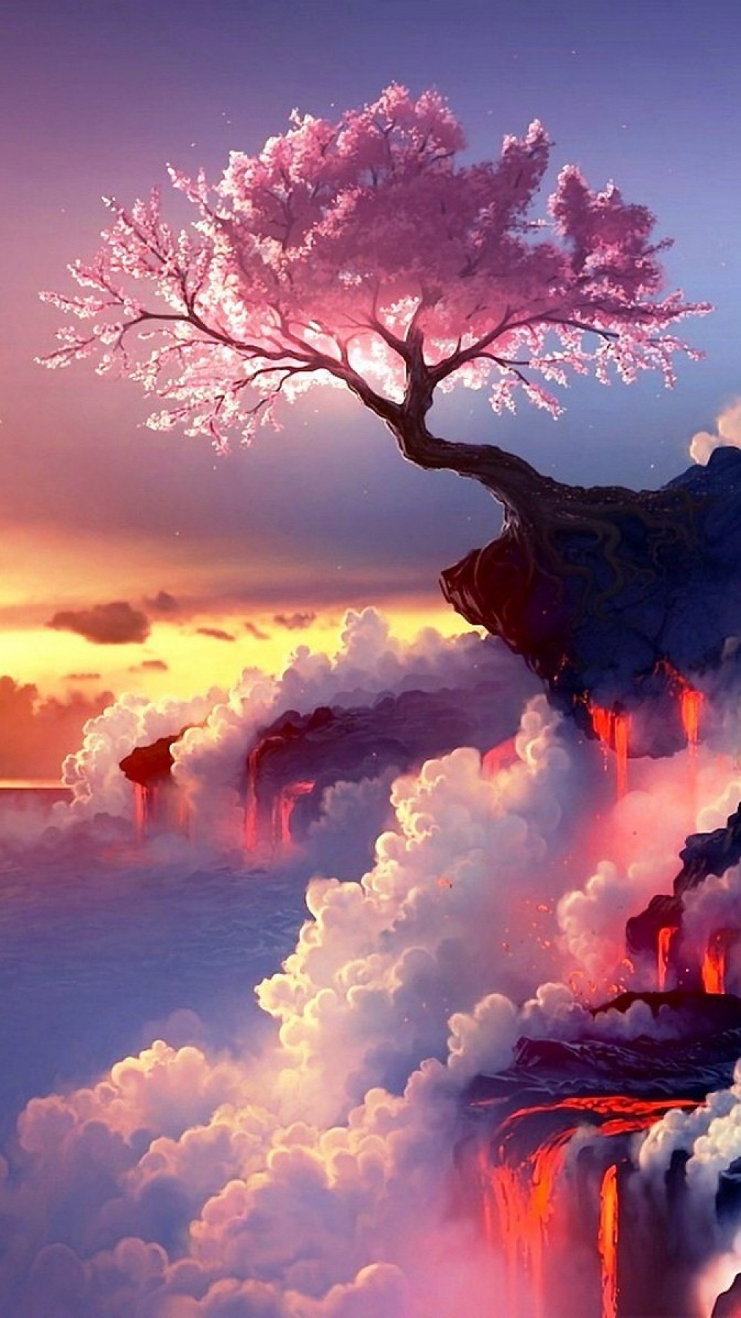 崖に咲く一本の桜 Iphone12 スマホ壁紙 待受画像ギャラリー
