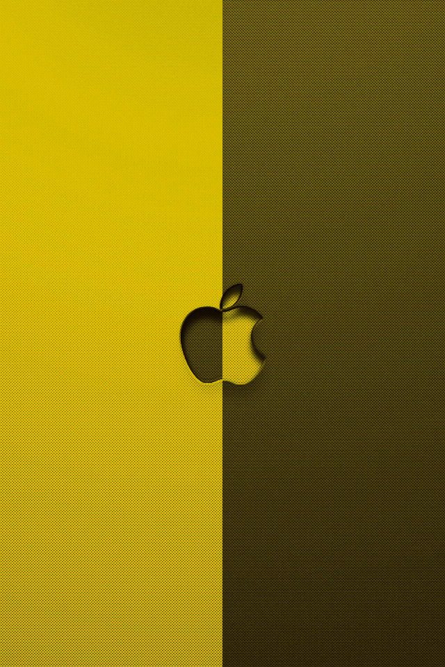 黄色 黒のアップルロゴ スマホ用壁紙 Iphone用 640 960
