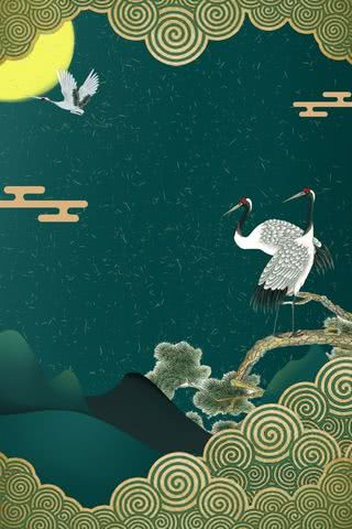 レトロな和柄 - 鶴