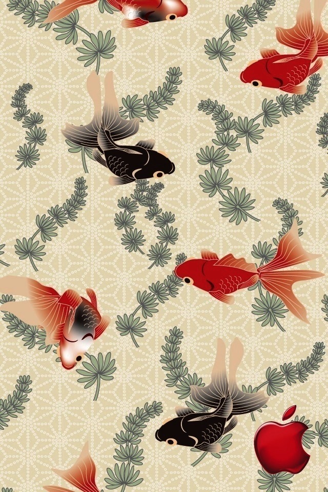 和風の金魚のイラスト Iphone壁紙ギャラリー