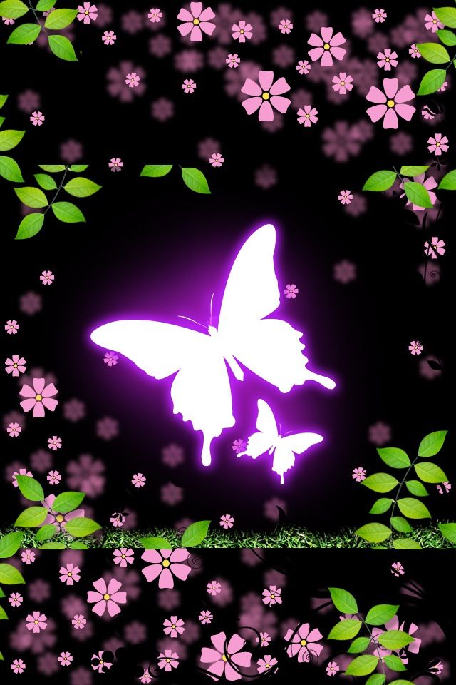 光る蝶と花がらの女子向けスマホ壁紙 Iphone壁紙ギャラリー