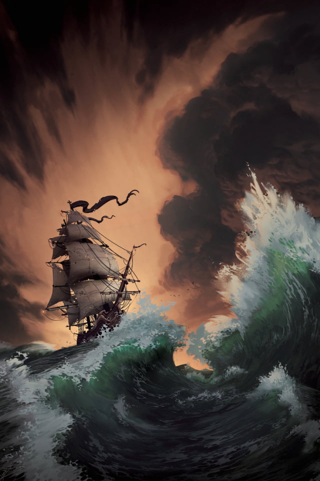 荒波を乗り越える帆船 Iphone壁紙ギャラリー