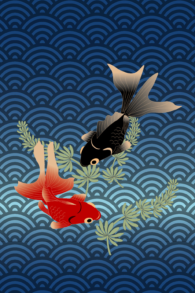 金魚の和風イラスト Iphone壁紙ギャラリー