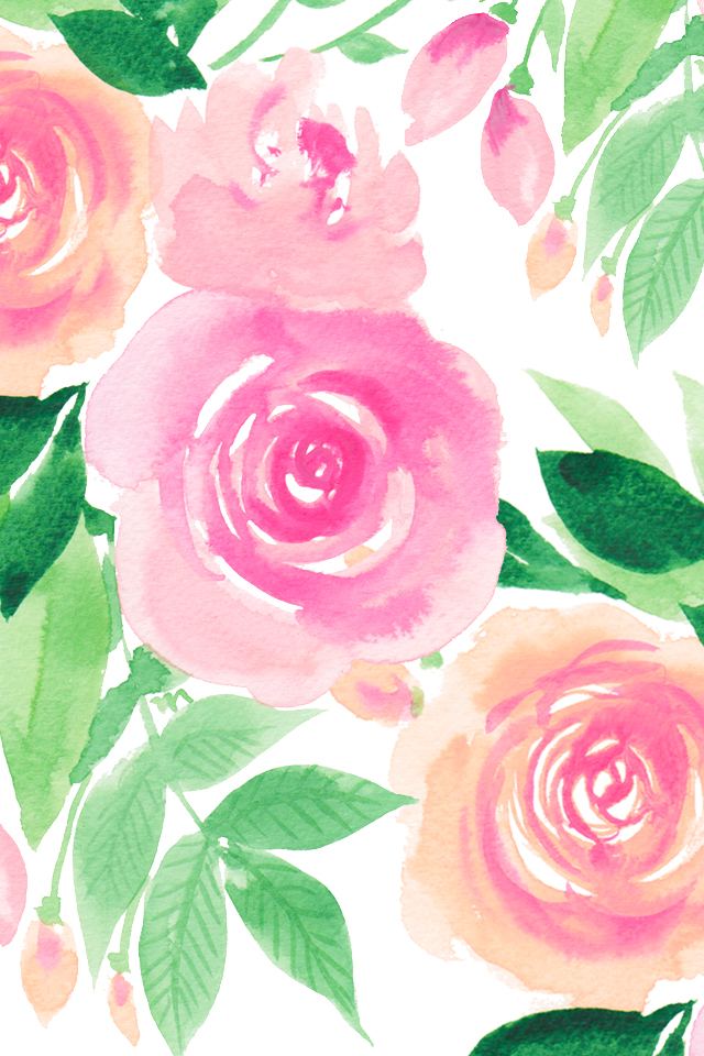 絵の具で描いたバラの花 Iphone壁紙ギャラリー